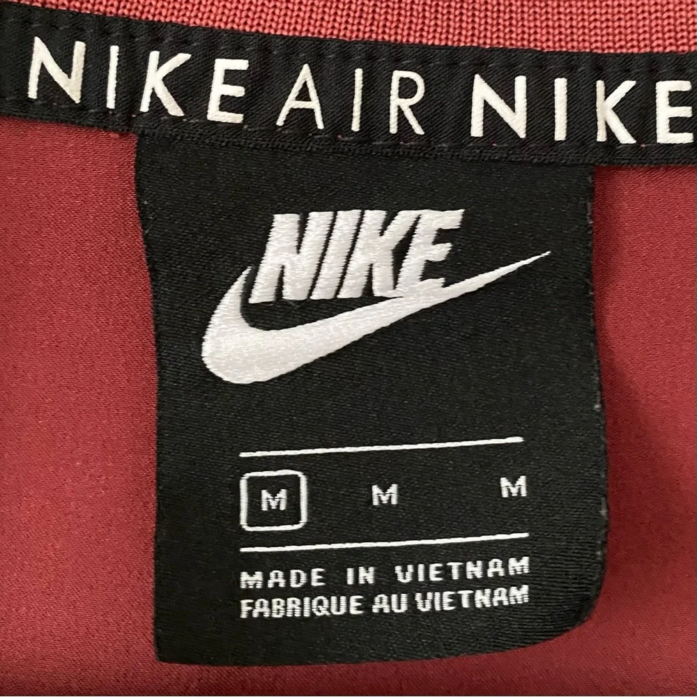 Nike Air Burgundy Satin Zip Up Cropped Loose Fit Track Bomber Jacket Size M - Picture 13 of 15